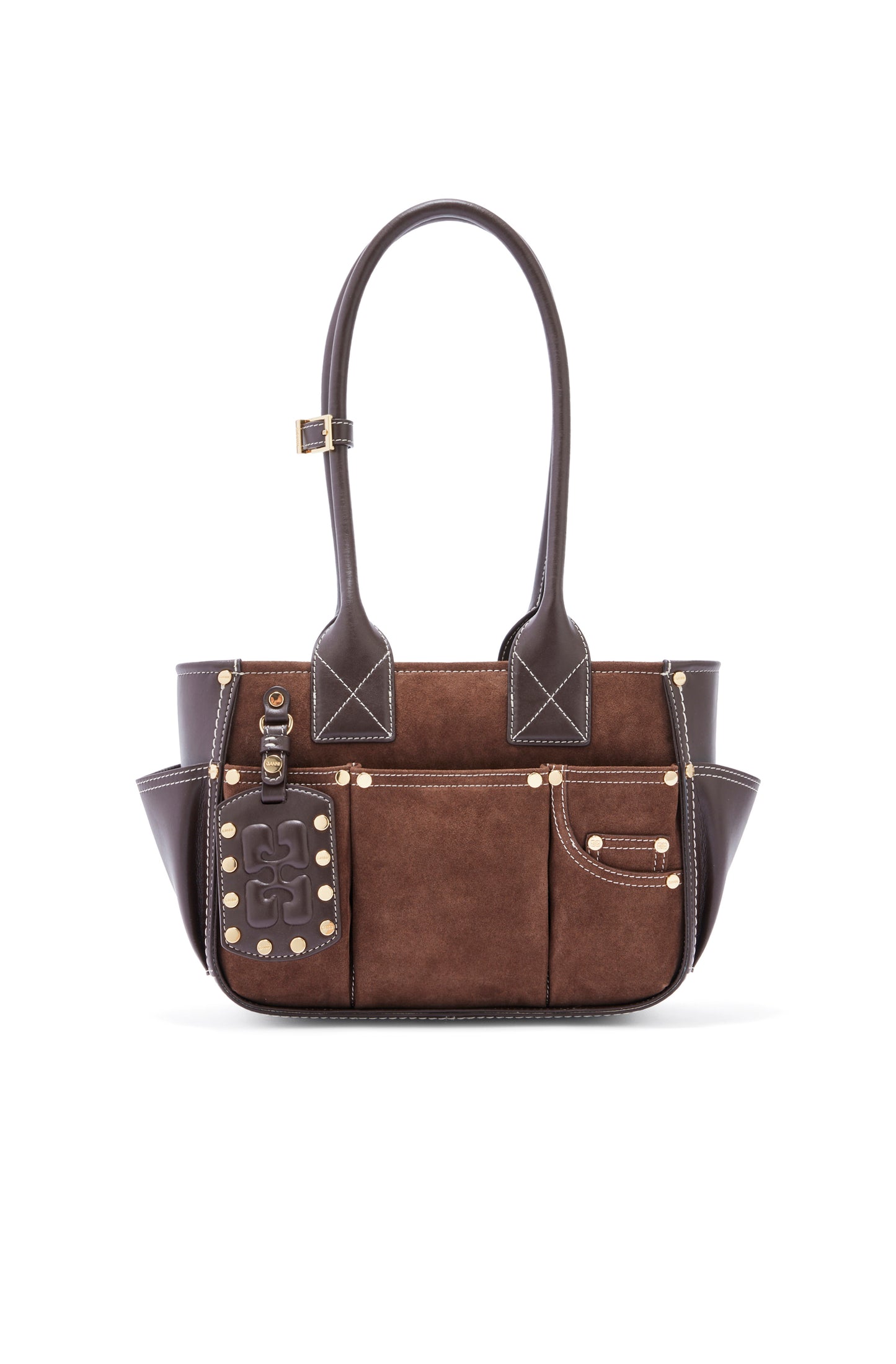 Ganni Posy small recycled suede chicory tas