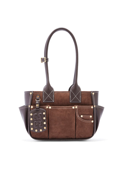 Ganni Posy small recycled suede chicory tas