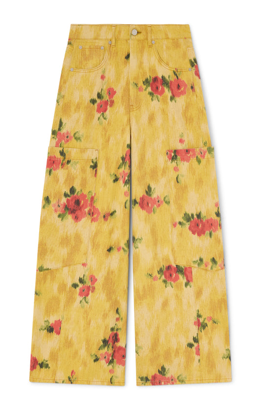 Ganni Print denim baggy cargo jeans