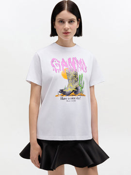 Ganni Western boot print t-shirt