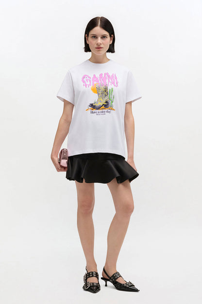 Ganni Western boot print t-shirt