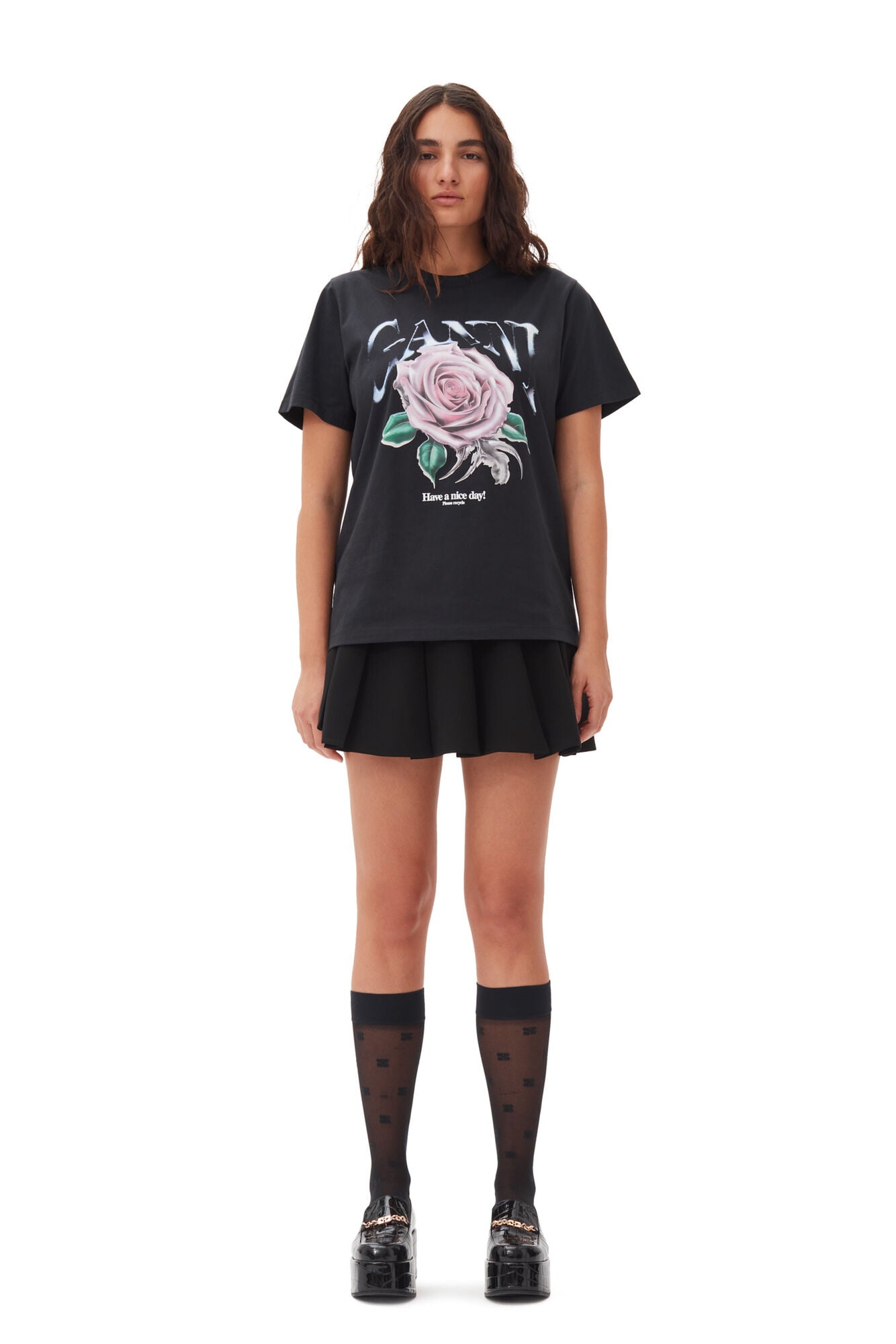 Ganni Jersey rose relaxed t-shirt