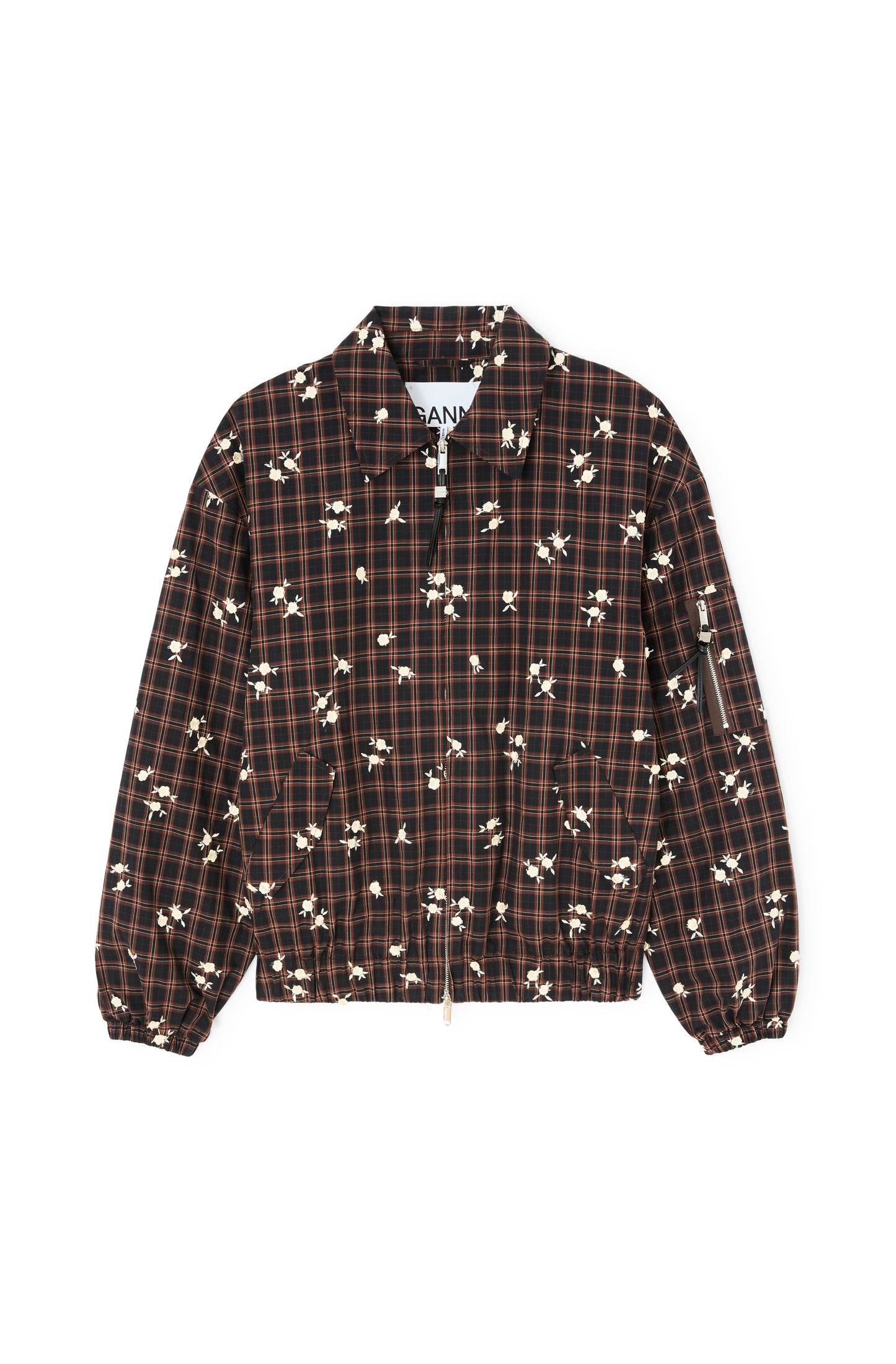 Ganni Yarn dyed check flower bomber