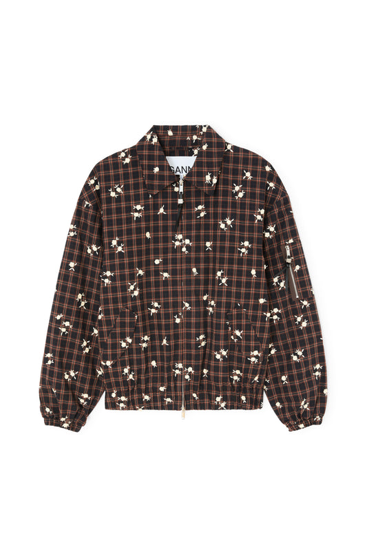 Ganni Yarn dyed check flower bomber