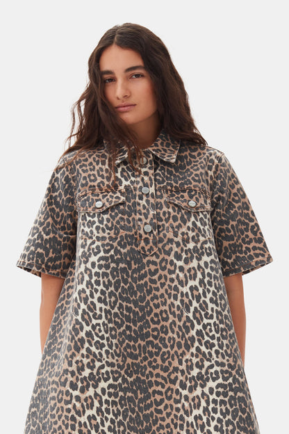 Ganni Denim Leopard jurkje