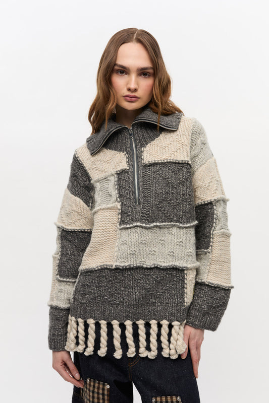 Ganni Oversized wool cotton bubble trui