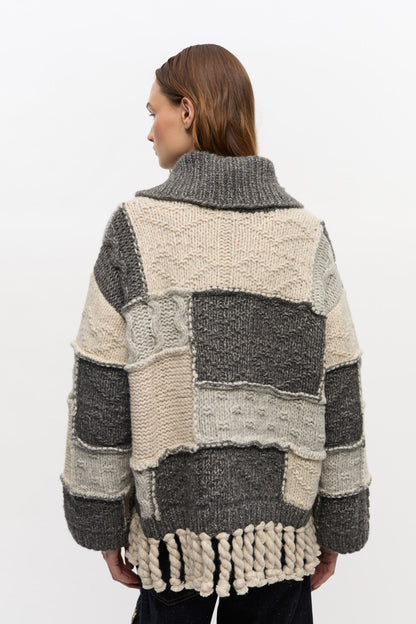 Ganni Oversized wool cotton bubble trui