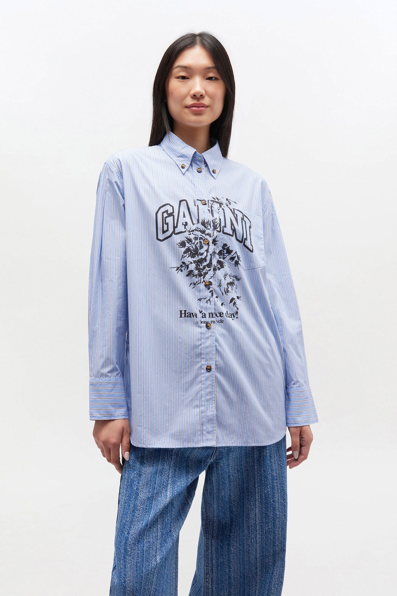 Ganni Logo Oversized blouse