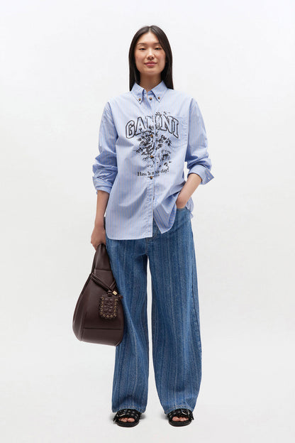 Ganni Logo Oversized blouse