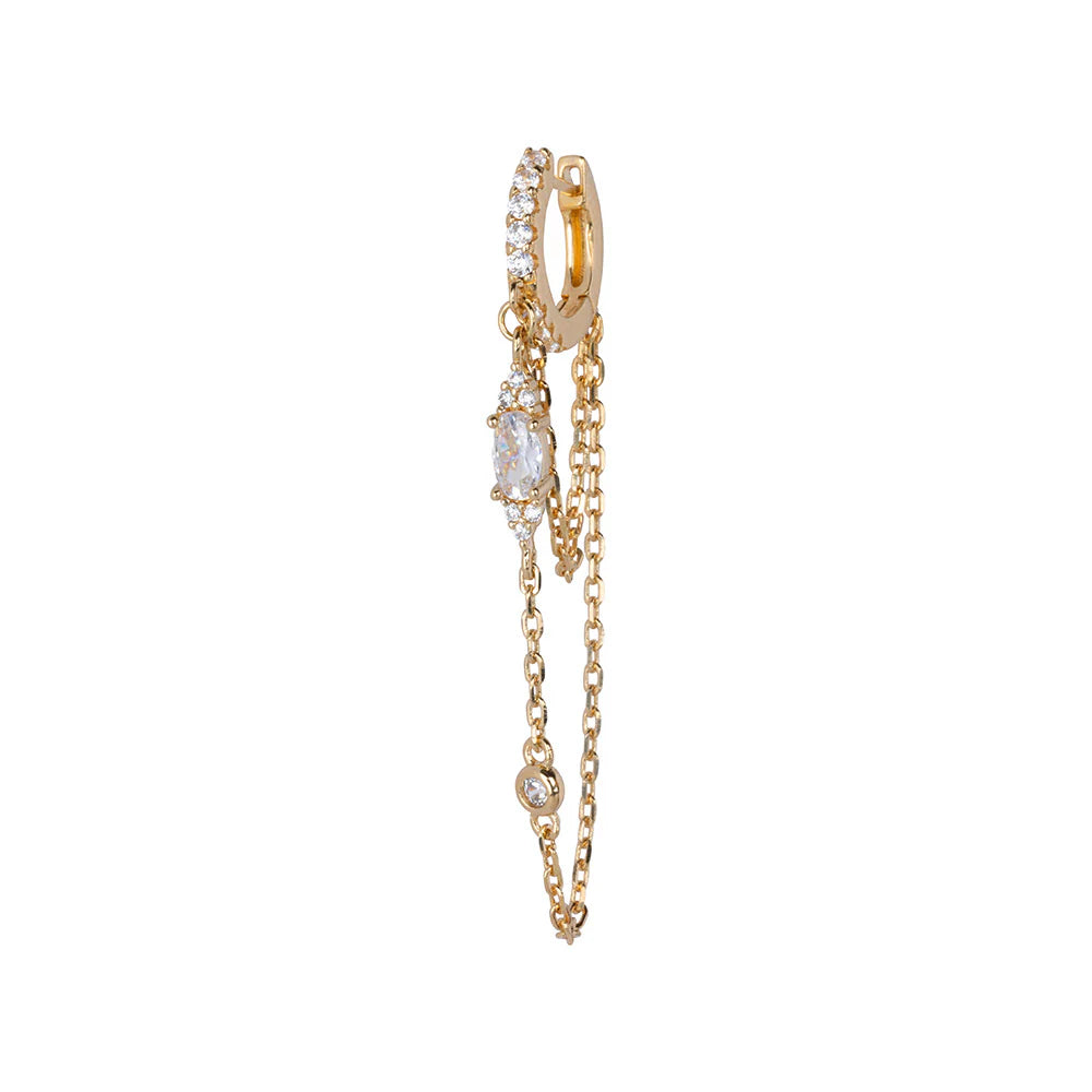 Bobby Rose Strass white oval oorbel