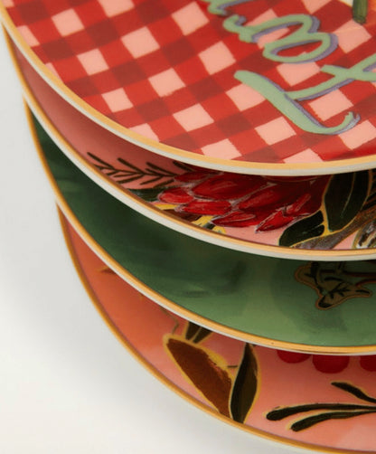 Farm Rio Set of 4 painted farm dessert plates