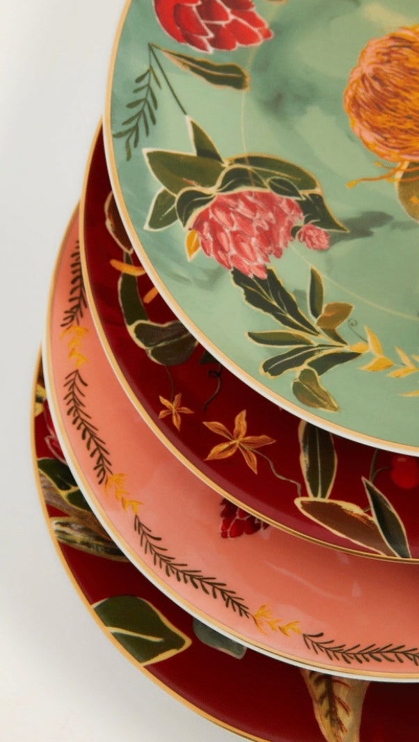 Farm Rio Set of 4 painted farm dinner plates