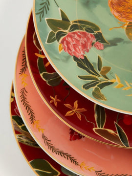 Farm Rio Set of 4 painted farm dinner plates