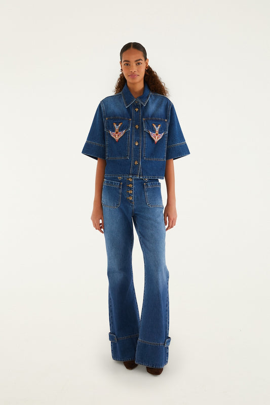 Farm Rio Porcelain Birds jeans