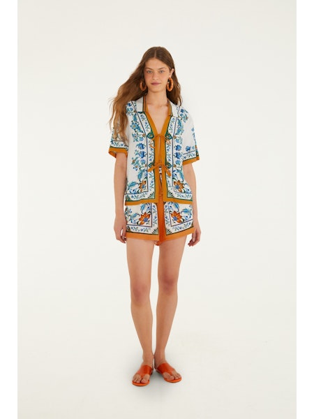 Farm Rio Flora Tile blouse