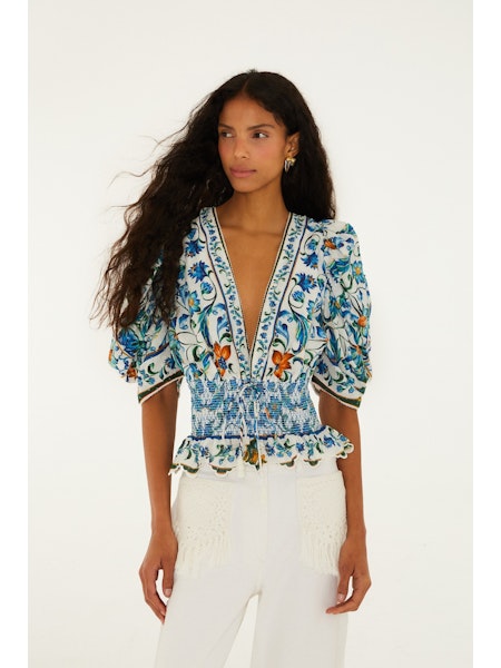 Farm Rio Flora Tile blouse