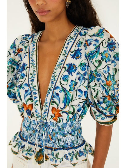 Farm Rio Flora Tile blouse