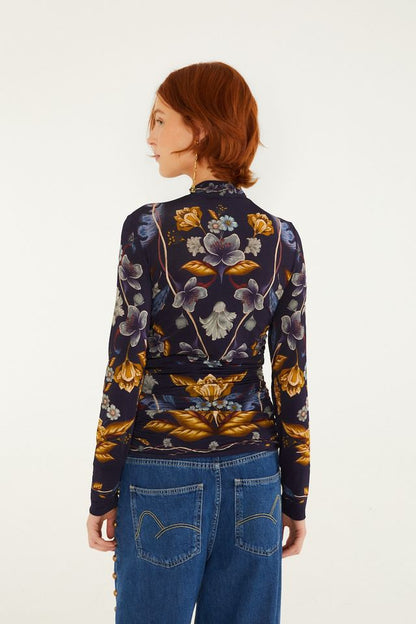 Farm Rio Golden nature jersey top