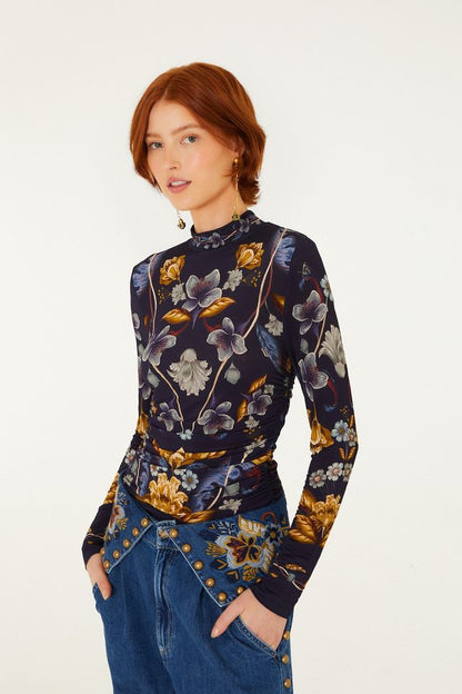 Farm Rio Golden nature jersey top