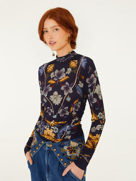 Farm Rio Golden nature jersey top