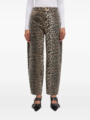 Ganni luipaard barrel broek