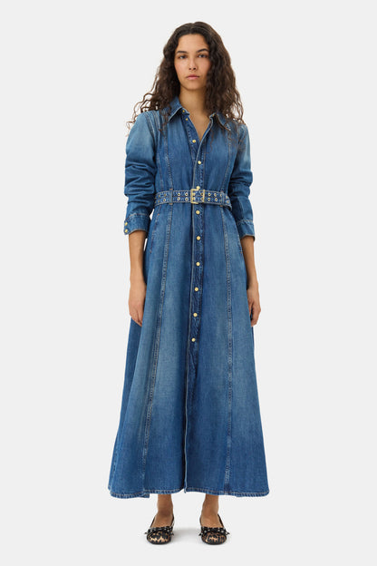 Ganni Light denim maxi jurk