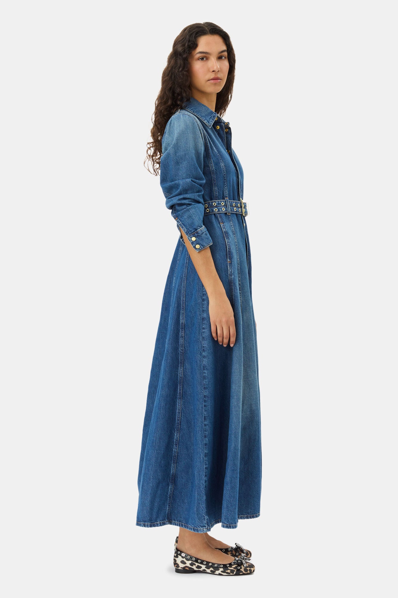 Ganni Light denim maxi jurk