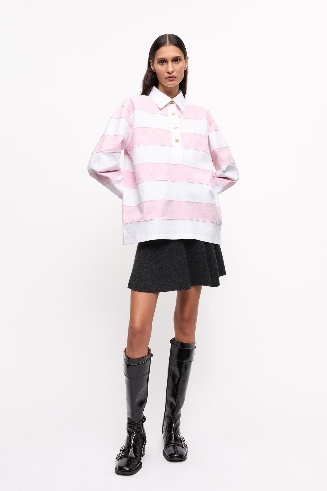 Ganni Striped heavy polo